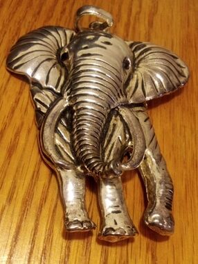 Silver Elephant Pendant Necklace -‎ Sculpted Elephant Charm